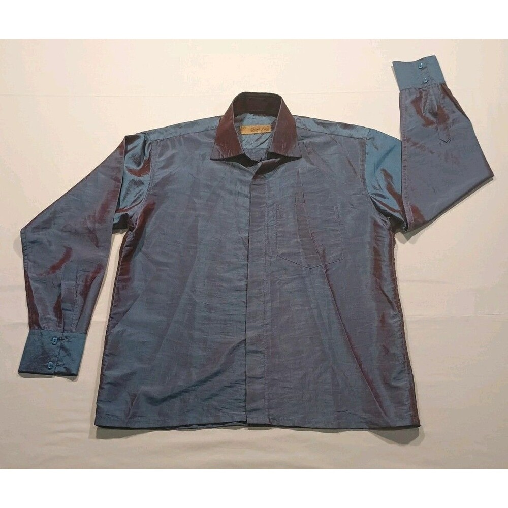Vintage Y2K Darryl James Iridescent Shimmer Club Shirt XL Men’s Liquid Blue Red